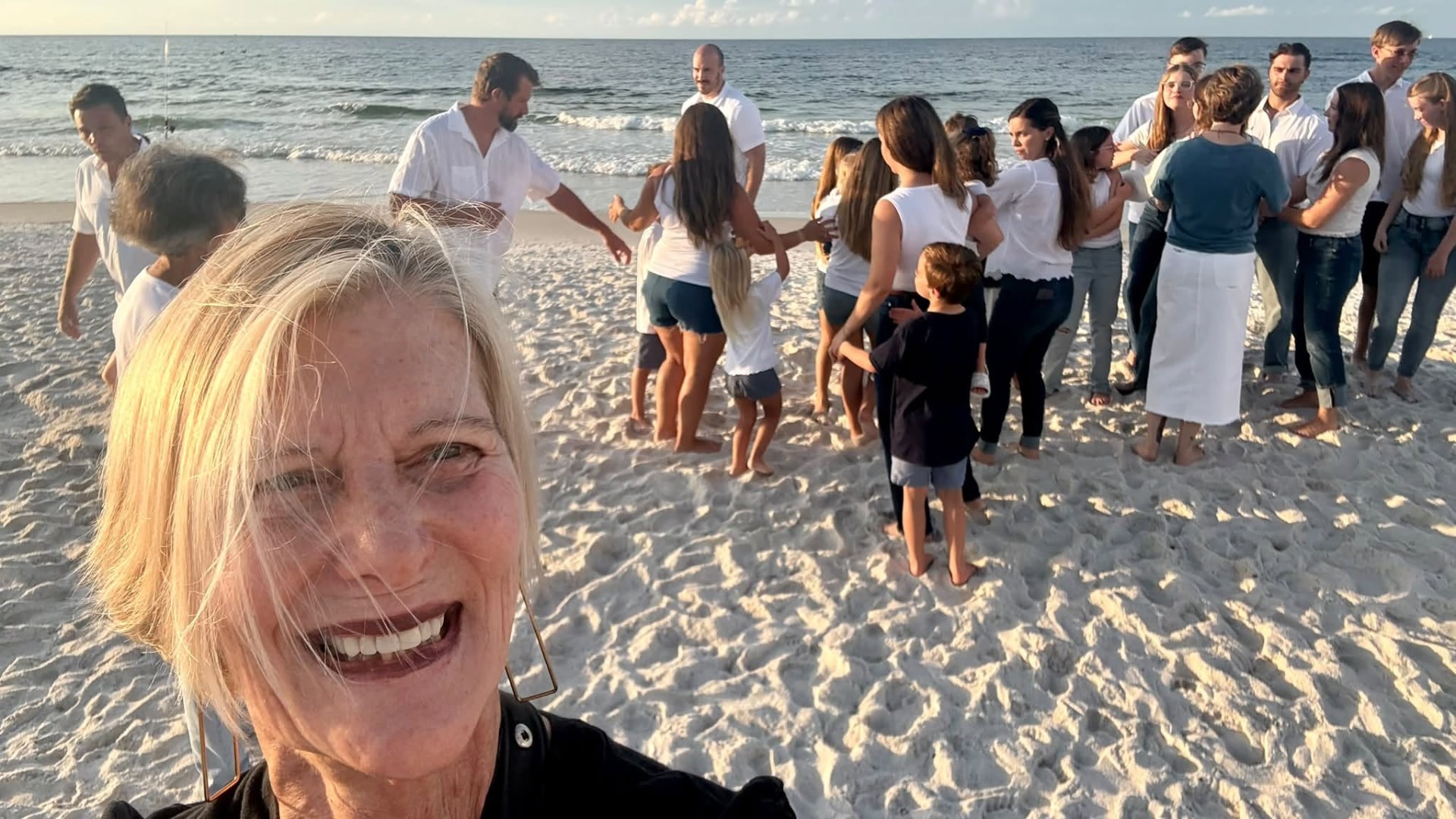Cindy on the beach with her family